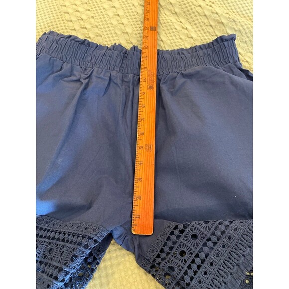 Boho Shorts Lace Trim Plus Size XL Navy Wide Elastic Waist Bohemian Hippie Gypsy - Picture 6 of 12